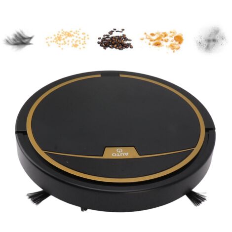 Aspirateur Robot Ultra Fin Automatique Intelligent avec Réservoir d'eau 32x35 cm pour Poussière Cheveux Peluches Noir ABS Lithium