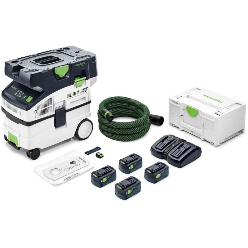 Aspirateur sans fil 36V (2x18V) ctlc midi I-Plus cleantec Festool avec 4 batteries 18V 5.0Ah + accessoires - 577671