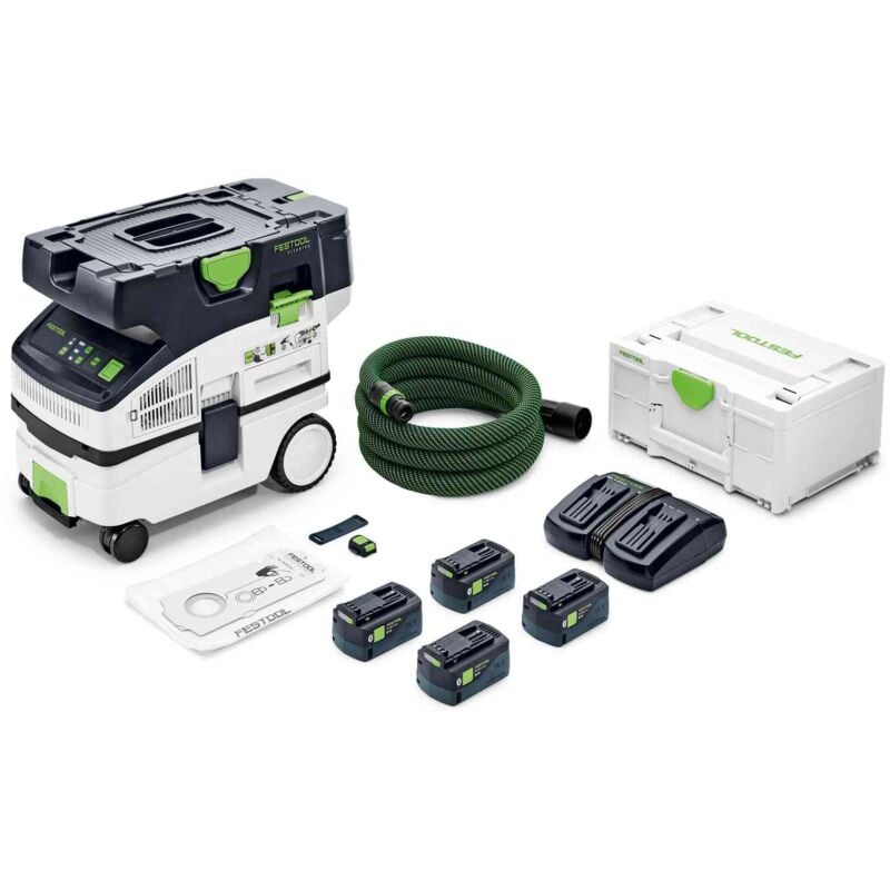 Aspirateur sans fil 36V (2x18V) ctlc mini I-Plus cleantec Festool avec 4 batterie 18V 5.0 Ah - accessoires - Systainer - 577149