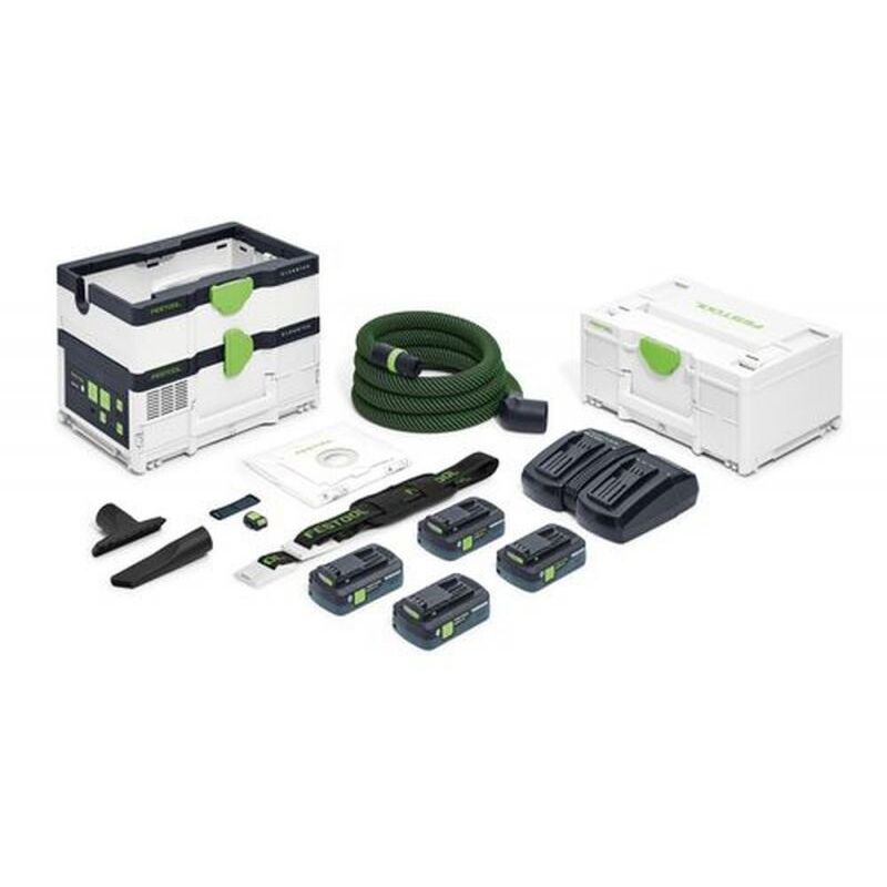 Aspirateurs sans fil cleantec ctmc sys hpc 4,0 I-Plus Festool avec 4 batteries 18V 4.0Ah - chargeur double - Systainer - 576942