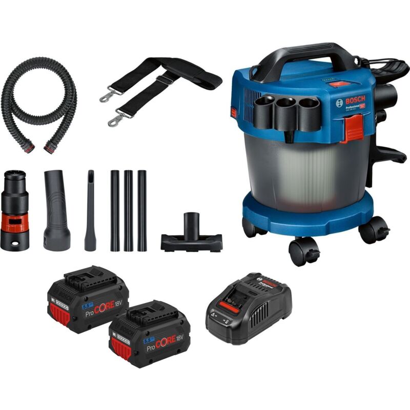 Bosch - Aspirateur sans fil gas 18V-10 l / 2x batterie 6,0 Ah + chargeur, y compris kit d'accessoires 14 pièces