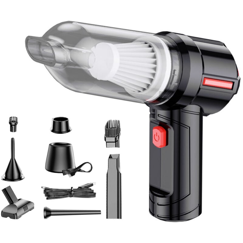 Lifcausal - Aspirateur sans fil portatif pour la maison, dépoussiéreur 3 en 1, machine de gonflage par aspiration, pompe de gonflage puissante,