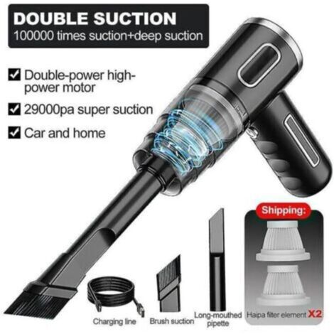 Aspirateur Sans Fil Voiture Humide/Sec Forte Aspiration Portatif Longue Brosse