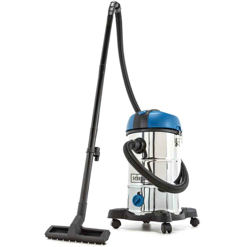 Aspirateur sec humide eau et poussiere acier inox 30l 1200w Scheppach nts30v2