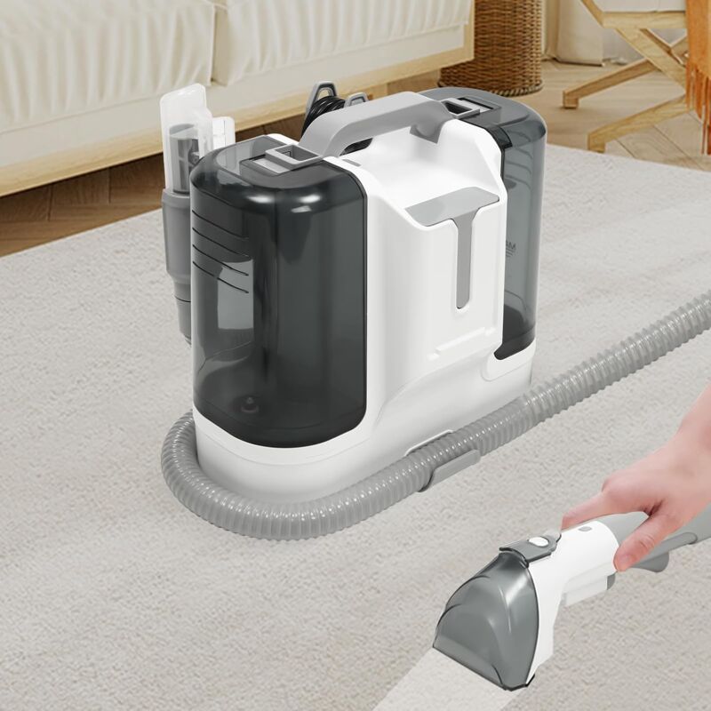 Gojoy - Aspirateur Sec humide Portable, Aspirateur de nettoyage de tissus D'ameublement avec 6 têtes de nettoyage de formes différentes, nettoyeur de