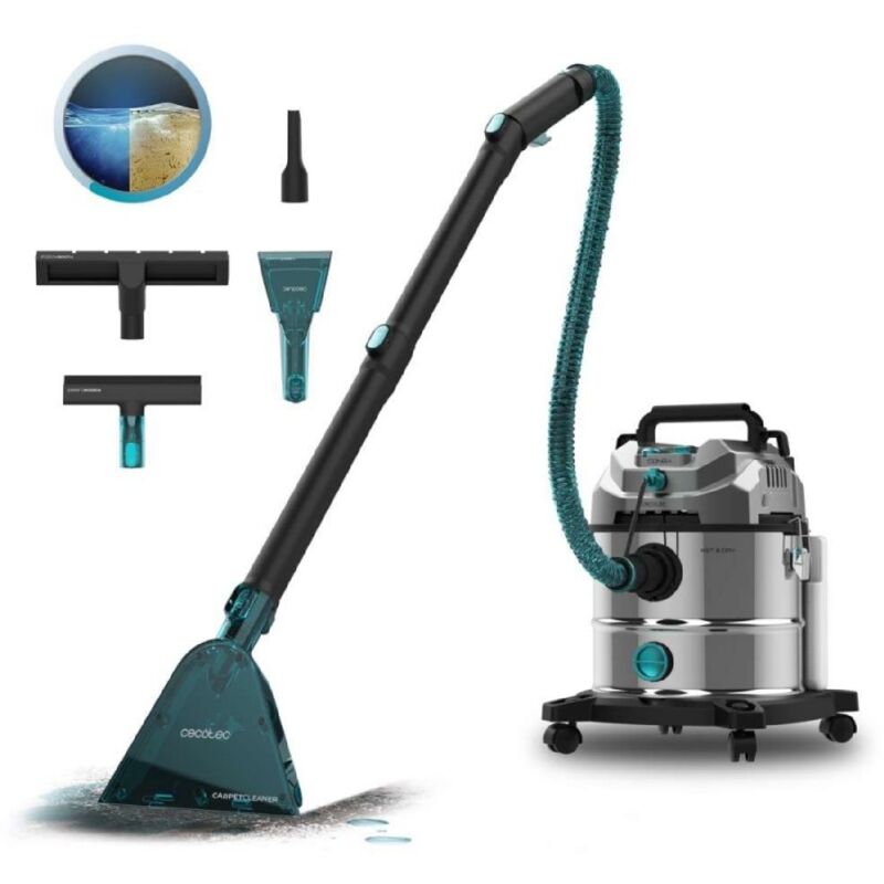 Cecotec Aspirador Sólidos, Líquidos, Tapicerías y Alfombras con Cable Conga CarpetClean 20000 Pro Ultra. 1600W, 21kPa