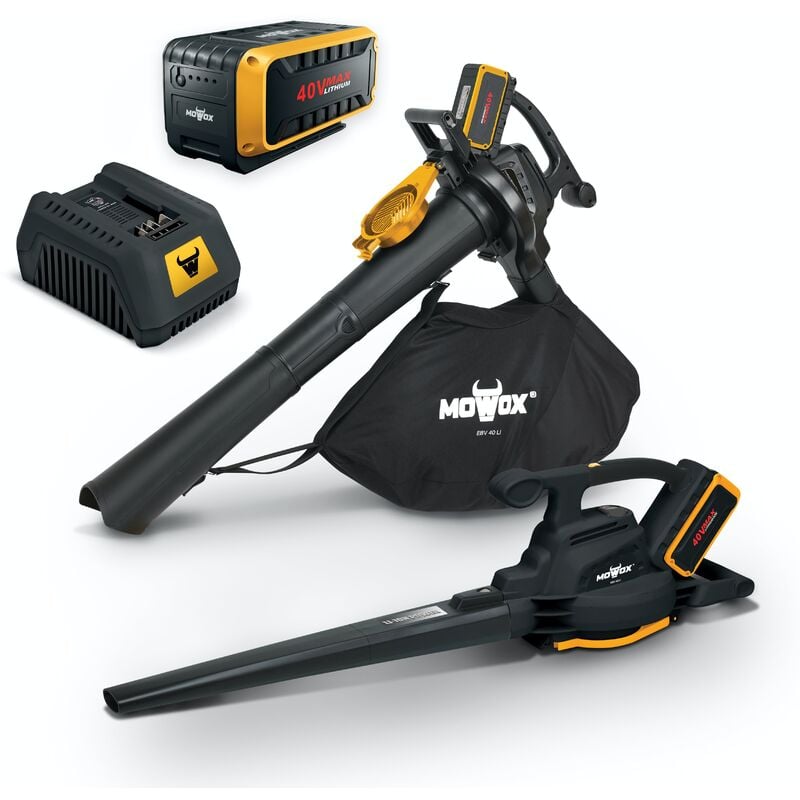 Aspirateur Souffleur Broyeur Feuilles mortes 3en1 sans Fil 40V, 4Ah Vitesse jusqu'à 240Km/h (Batterie et Chargeur en Option)