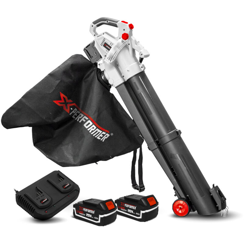Aspirateur souffleur broyeur rechargeable 2x20V avec batteries 4Ah - x performer