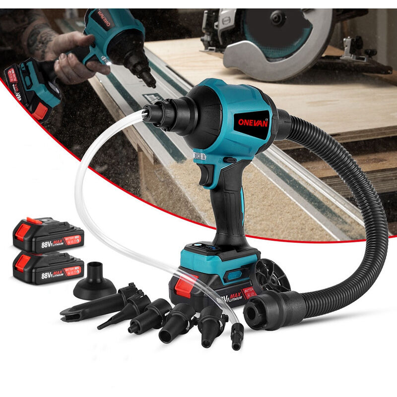 Aspirateur Souffleur Rechargeable sans fil 5 en 1, Blowing and suction Souffleur à poussière sans fil, pour batterie makita 18v - Deux batterie