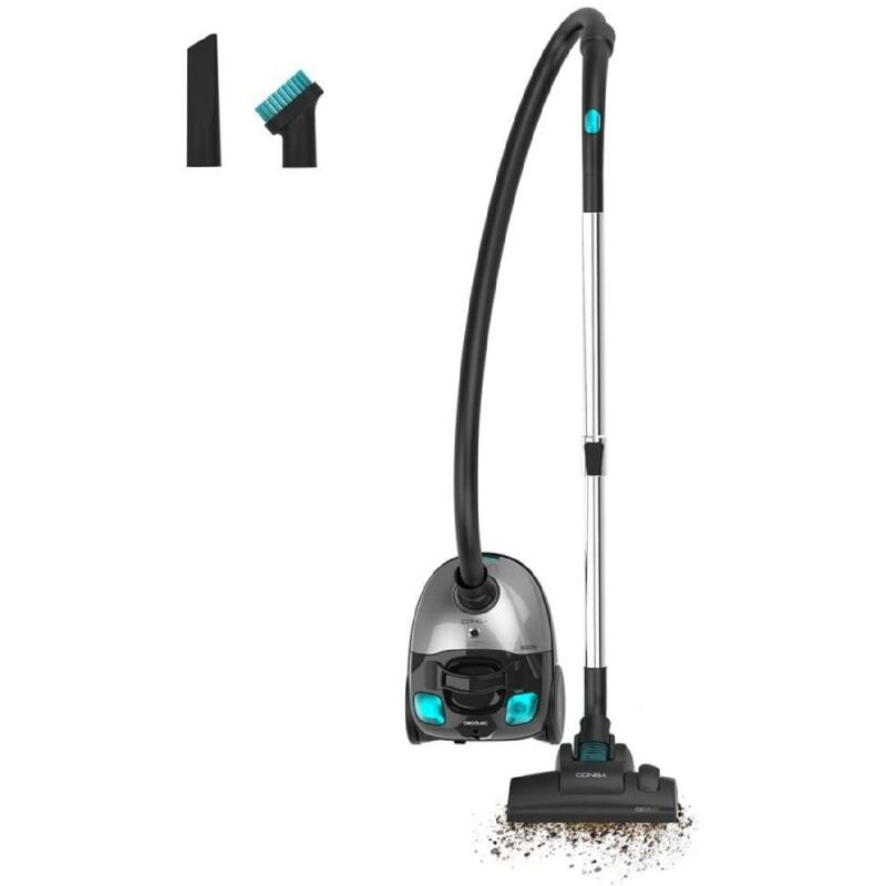Cecotec Conga Powerbag 2000 Compact Plus - Aspirateur tra&icirc;neau 800W 16 kPa sac 2L filtre HE