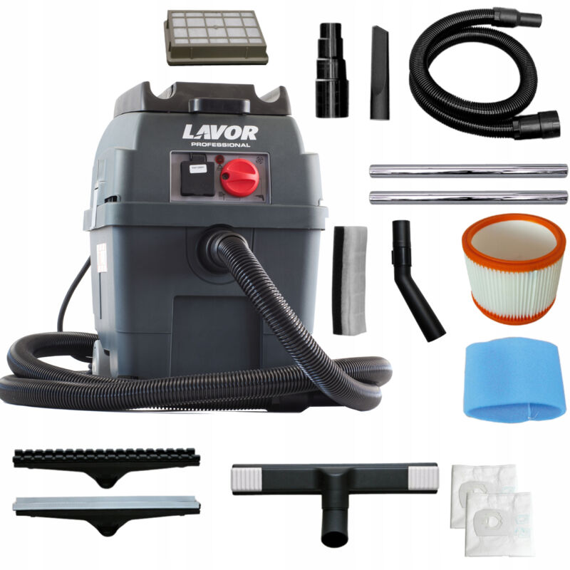 Lavor - 0.052.0019 0019-Aspirateur professionnel de Poussière et liquide Pro Travailleur em 1200/1400W 70L/s 24/2400 Aspirateur kPa/mmH2O réservoir