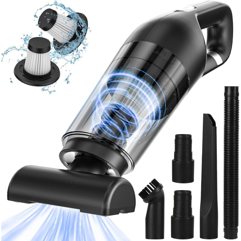 Aspirateur Voiture Puissant 9000Pa 120W Mini Aspirateur à Main sans Fil Rechargeable avec Filtre HEPA USB Aspirateur de Table, Aspirateur Poil de