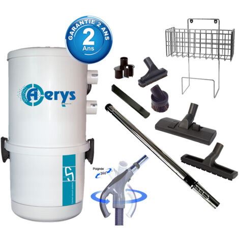 Aspiration centralisée avec sac Sistem Air Aerys 250 (jusqu’à 250 m²), Garantie 2 ans + Set inter 9 M + 8 accessoires + 1 Kit de nettoyage micro offert