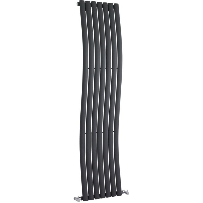 Hudson Reed Revive Wave Designer Vertical Radiator 1785mm h x 413mm w - Anthracite