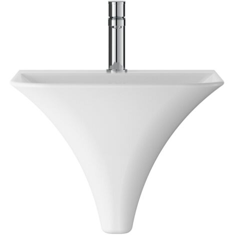 Aspire Charm Semi Pedestal Bathroom Basin Sink 460mm 1 Tap Hole White Ceramic