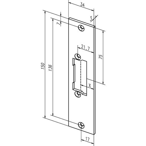 ASSA ABLOY Flachschließblech 21C Edelstahl matt käntig ( 3324034003 )