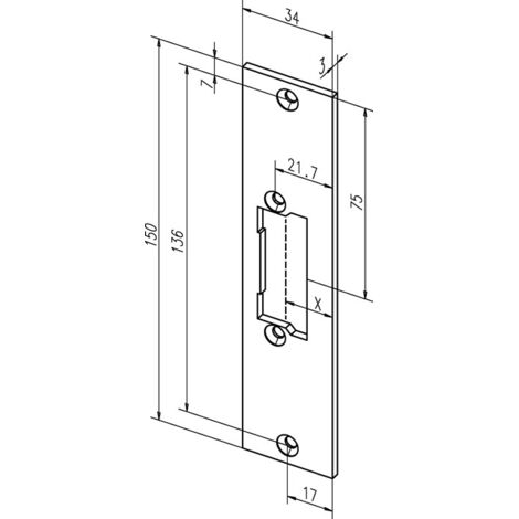 ASSA ABLOY Platine de fermeture plate 21C VA avec poignée de porte 34xL.150mm DIN G/D - -------21C35-01