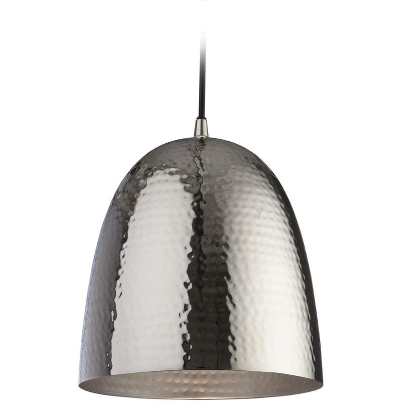 Assam - 1 Light Dome Ceiling Pendant Nickel, Matt Nickel Inside, E27 - Firstlight
