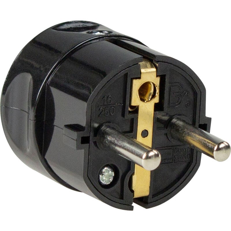 As-schwabe - Schutzkontaktstecker Zentralstecker schwarz Leitungen 1,5mm² IP20