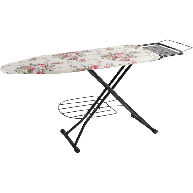 Asse Relaxdays per ferro da stiro a vapore, 110 x 33 cm, regolabile, pieghevole, con ripiano, modello Rosen, multicolore