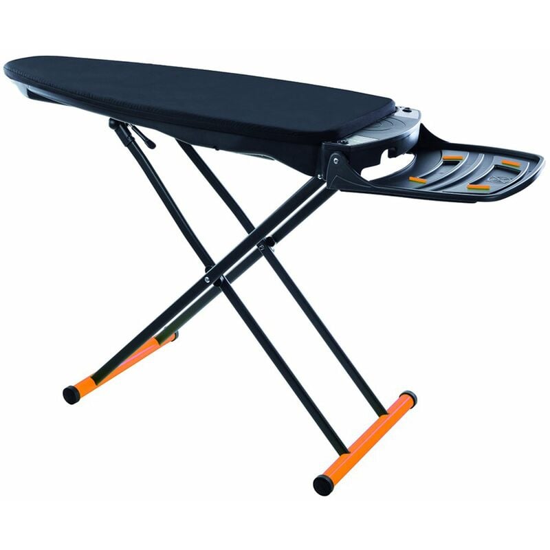 Image of Asse da stiro aspirante e soffiante, tavolo da stiro pieghevole e salvaspazio, nero per stiratura Foxydry Vivo - Nero e Arancione