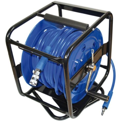 Avvolgitubo aria retrattile 1/4in 30ft con raccordi tubo aria compressa  caricato a molla con riavvolgimento guida automatica e supporto girevole a  180 °