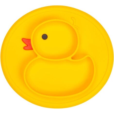 Assiette à dîner bébé en silicone petit canard (jaune),