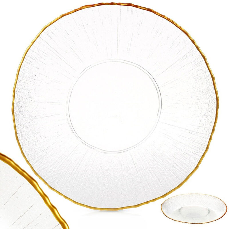 Assiette à dîner en verre doré peu profonde et plate pour le dîner, plateau à collations 28 cm
