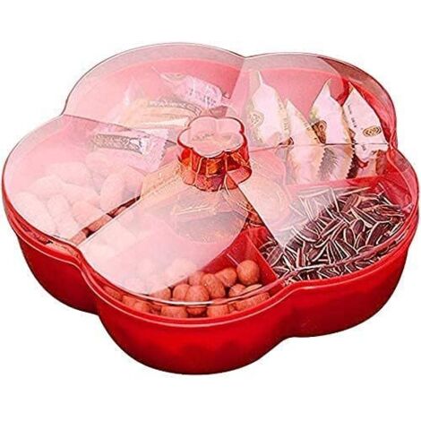 Assiette à fruits en plastique avec compartiment (rouge)