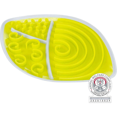 Assiette à lécher 28 x 21cm ovale jaune  pour chien - Trixie