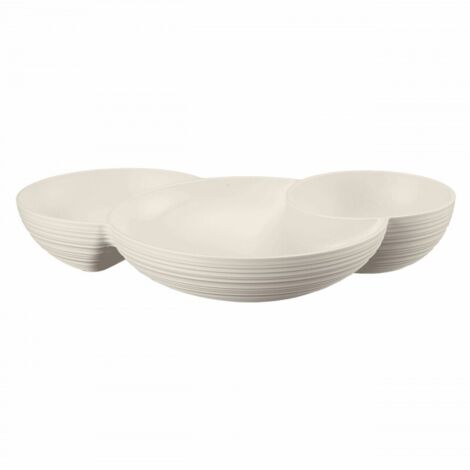 Assiette apéritive trois compartiments guzzini blanc tierra