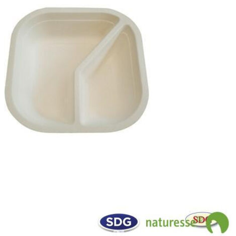 Assiette Carrée 2 Compartiments Pulpe de Cellulose 16x16 cm - SDG - Lot de 500