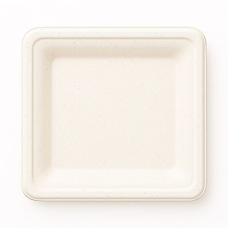 Assiette carrée en pulpe de roseau Guillin 20 cm, 50 pièces