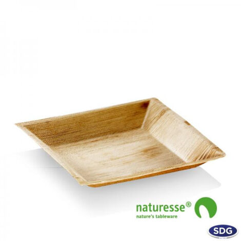 Assiette Carrée Feuille de Palmier 18x18 cm - SDG Lot de 100
