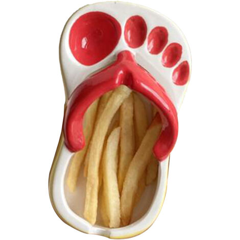 Assiette Céramique Frites en Forme de Tong, Plat Snack Sauce Soja, Bol Céramique Mignon pour Chips
