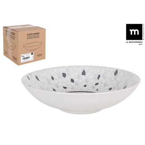 ASSIETTE CREUSE EN GRÈS B.MONAC - 21 CM