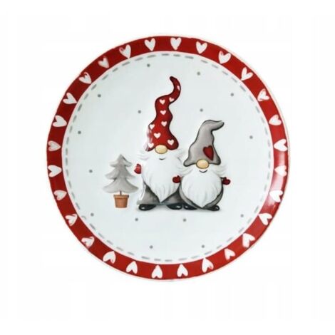 ASSIETTE DE NOËL dessert décoratif rouge blanc peu profond petit gâteau