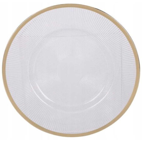 Assiette de présentation blanche avec bord doré moucheté 33 cm en plastique