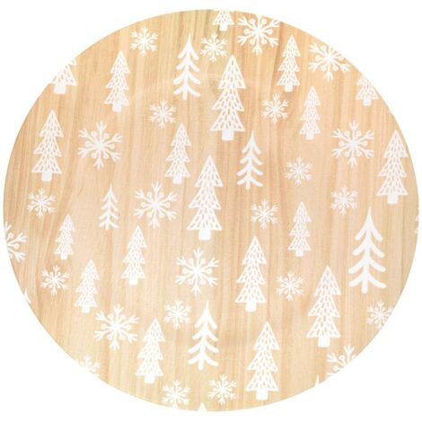 Assiette de présentation D.33cm effet bois décor sapins blancs - Atmosphera créateur d'intérieur