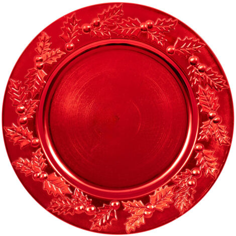Assiette de présentation D.33cm houx rouge - Atmosphera créateur d'intérieur