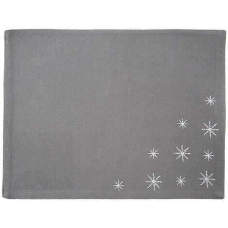 Assiette de table en coton, motif flocon de neige gris, 33,5 cm