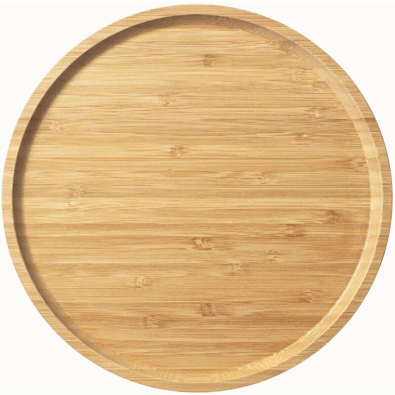 Assiette en bambou, assiette en bois, assiette en bois, fruits, pain, assiette à salade, assiette de service de charcuterie 1pc (rond 26)