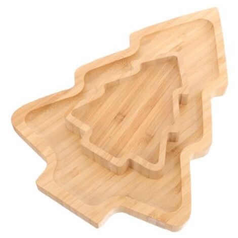 Assiette En Bois - Forme Arbre De Noël - Pour Sushis Sashimi Fromage Apéritif Dessert - Lot De 2