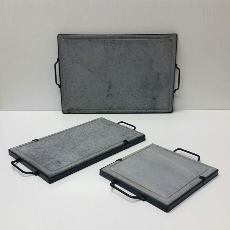 Fonderia Bongiovanni - assiette en pierre de lave avec support de grille en pierre naturelle choisir la taille : 50x40 cm