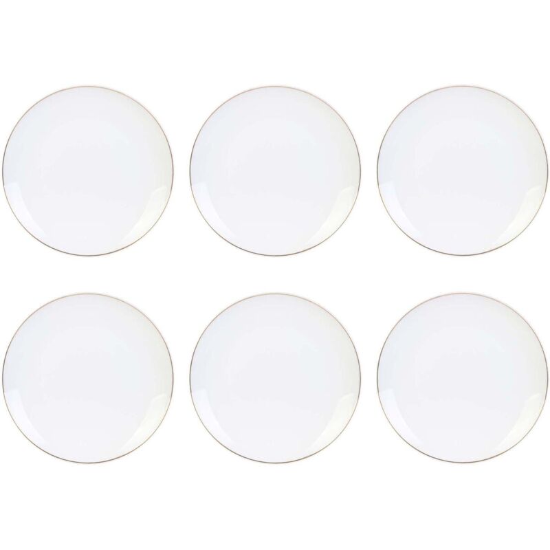 The Home Deco Factory - Assiette en porcelaine avec liseré doré (Lot de 6) Assiettes plates - 20 cm