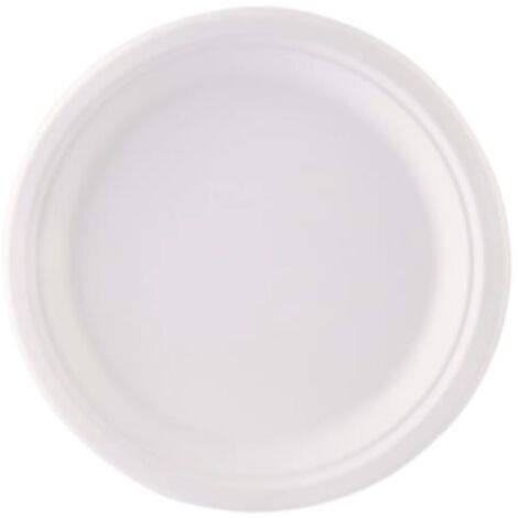 Assiette en pulpe de roseau 26 cm, lot de 50. Profitez-en, soyez éco-responsable.