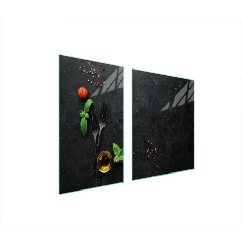 ASSIETTE EN VERRE et PLANCHE À DÉCOUPER 100x52 ARDOISE