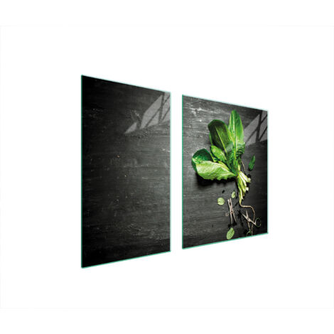 ASSIETTE EN VERRE et PLANCHE À DÉCOUPER 100x52 BASILIC