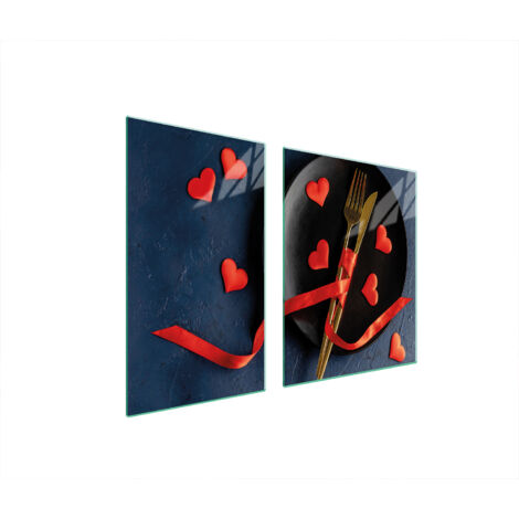 ASSIETTE EN VERRE et PLANCHE À DÉCOUPER 100x52 COEUR