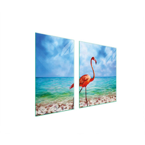 ASSIETTE EN VERRE et PLANCHE À DÉCOUPER 100x52 FLAMINGO